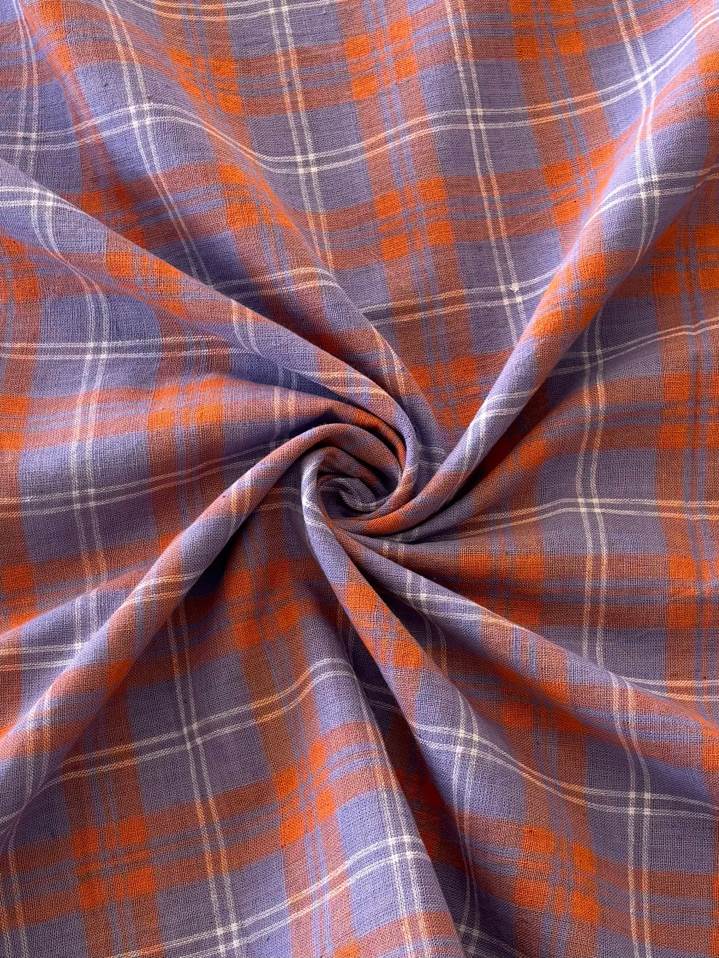 Cotton Handwoven - Orange and Purple Plaid