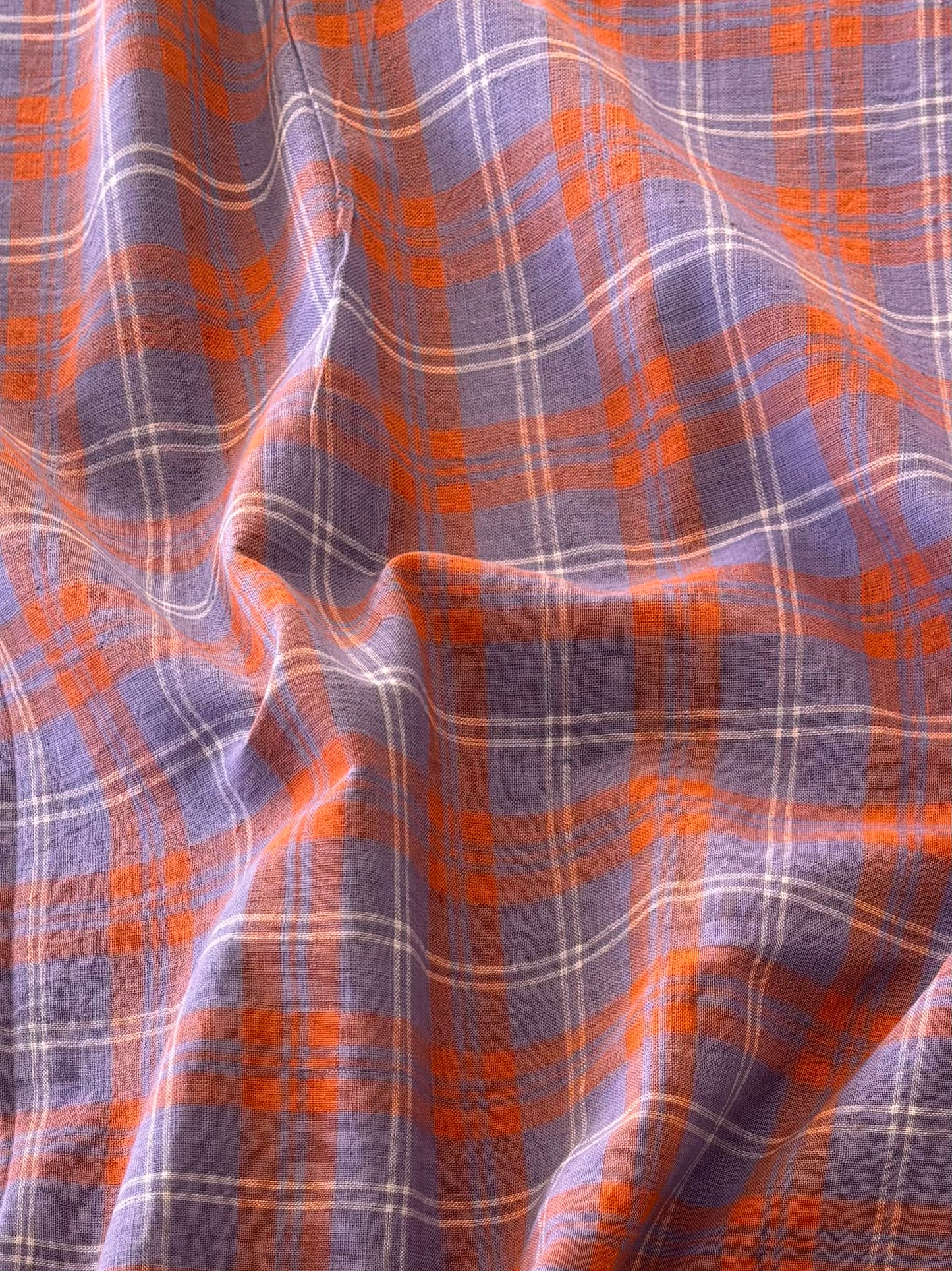 Cotton Handwoven - Orange and Purple Plaid