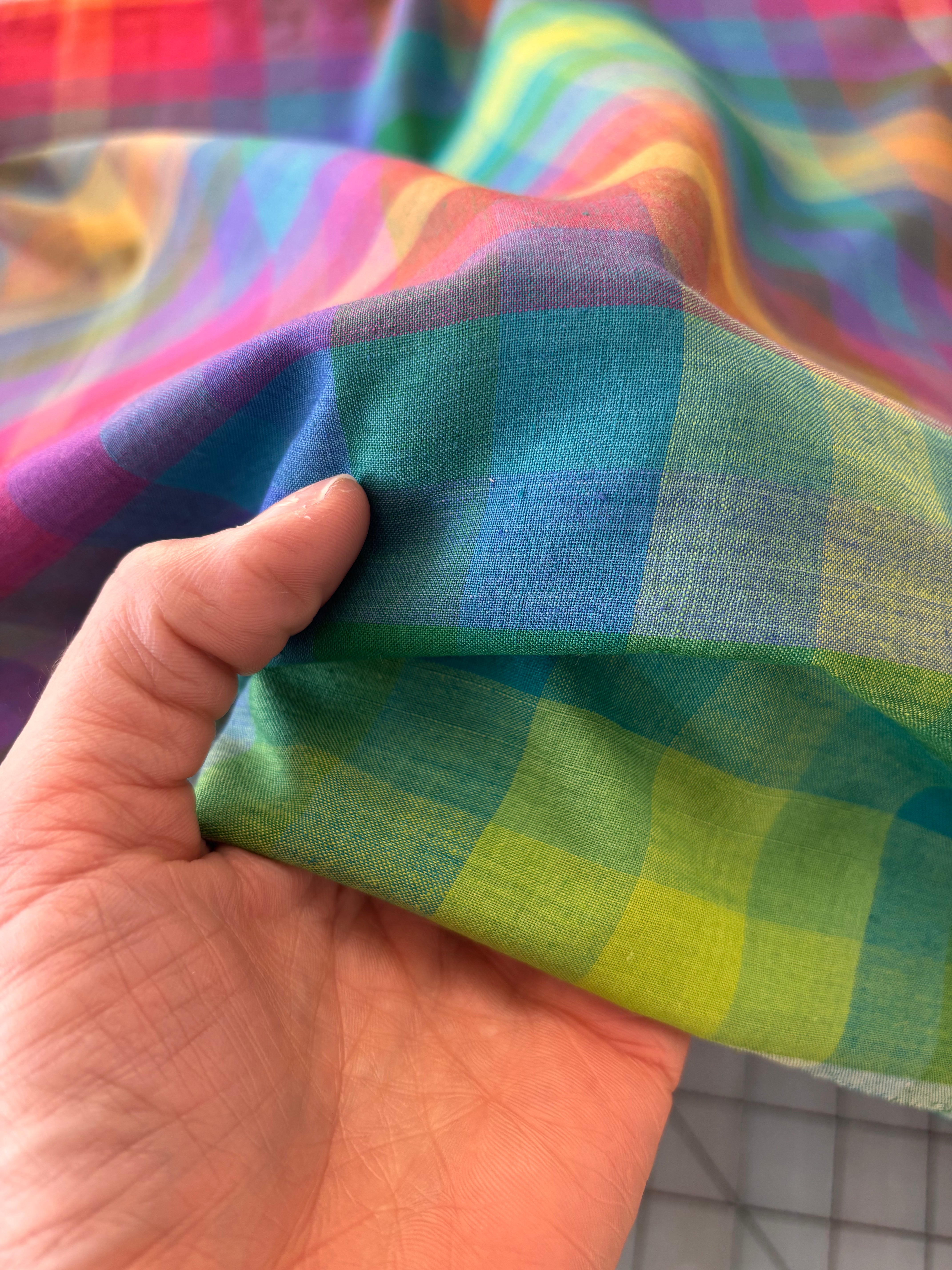 Cotton Handwoven - Rainbow  Prism Check