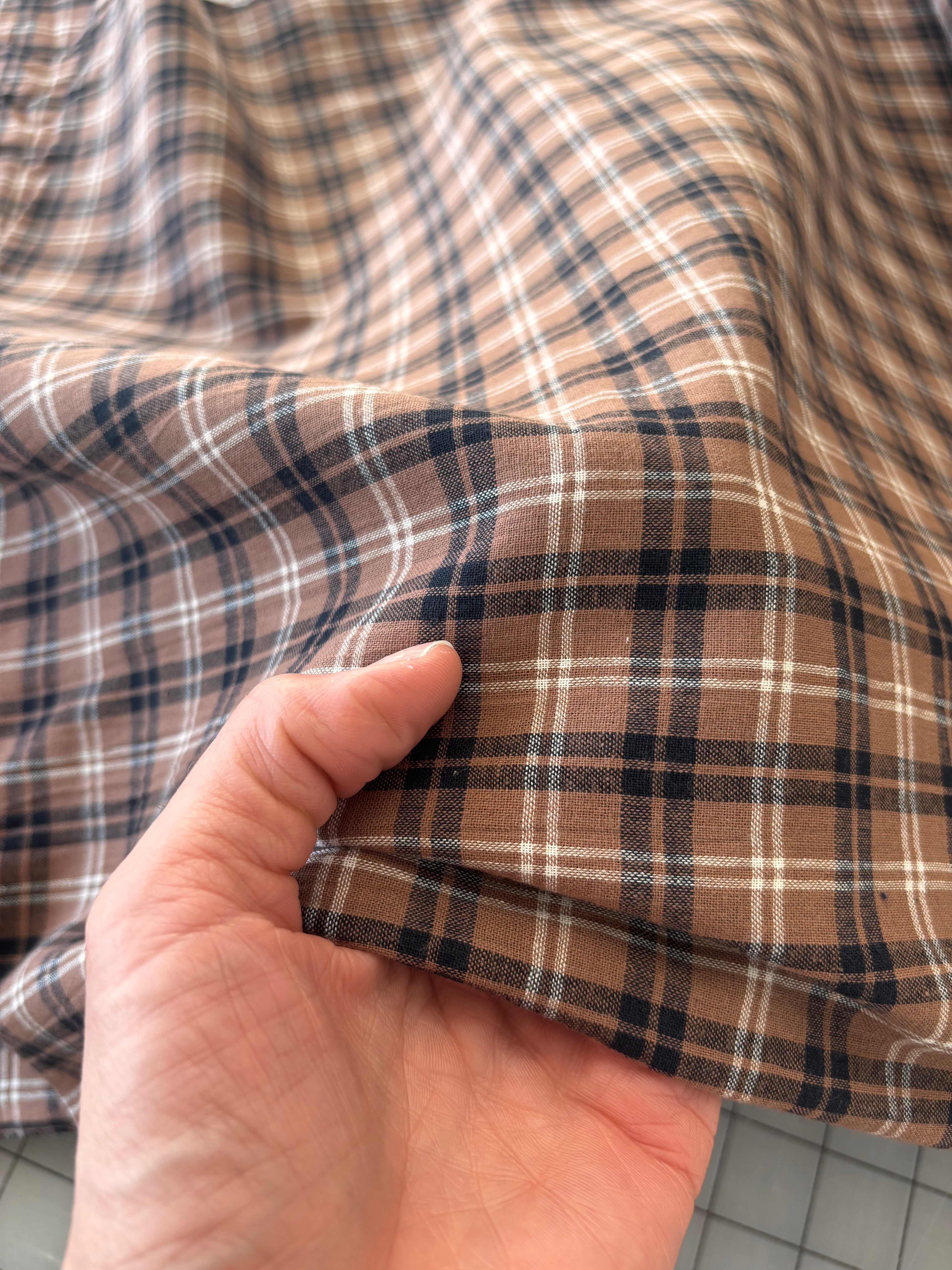 Cotton Handwoven - Brown and Black Plaid