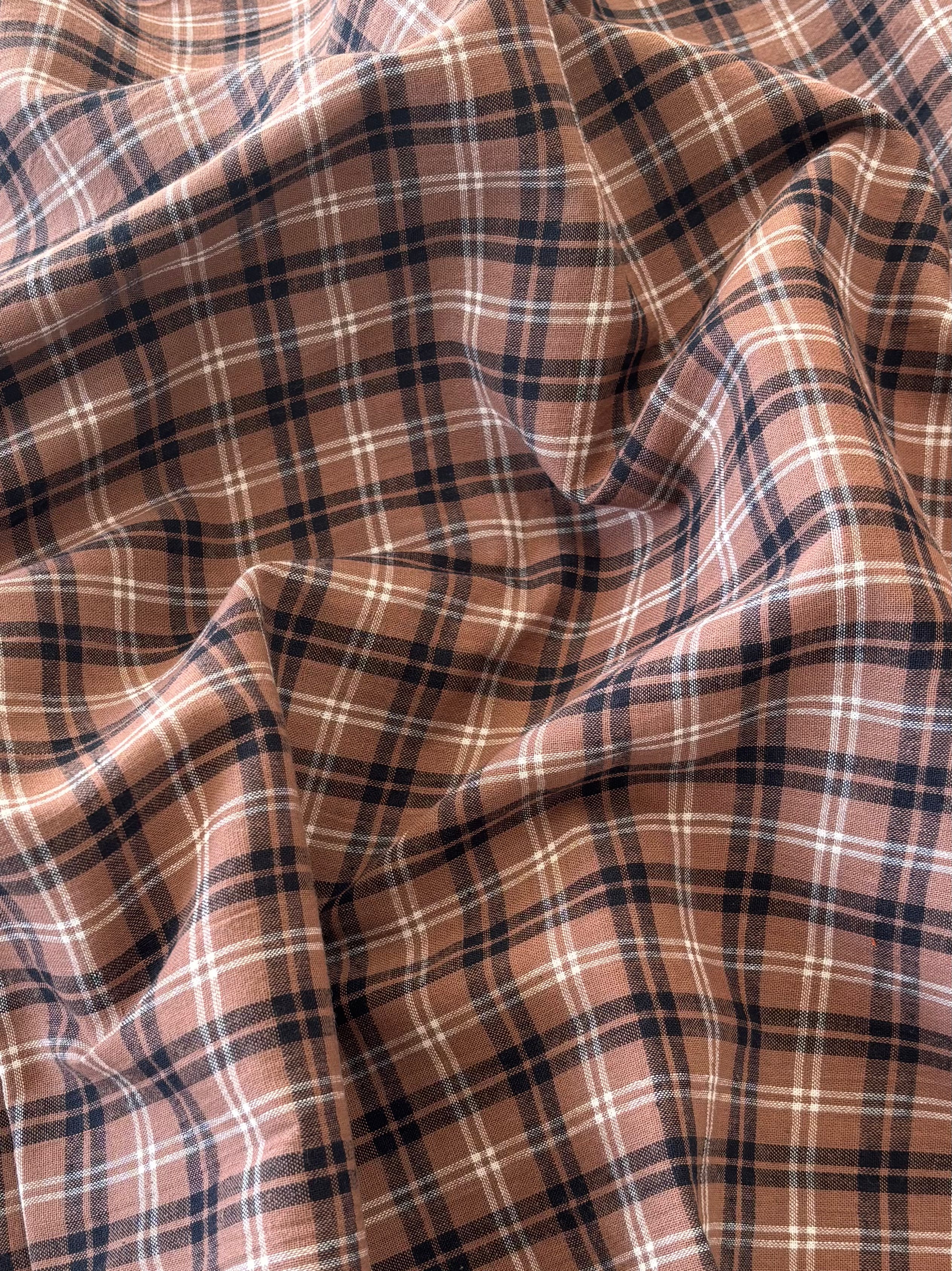 Cotton Handwoven - Brown and Black Plaid
