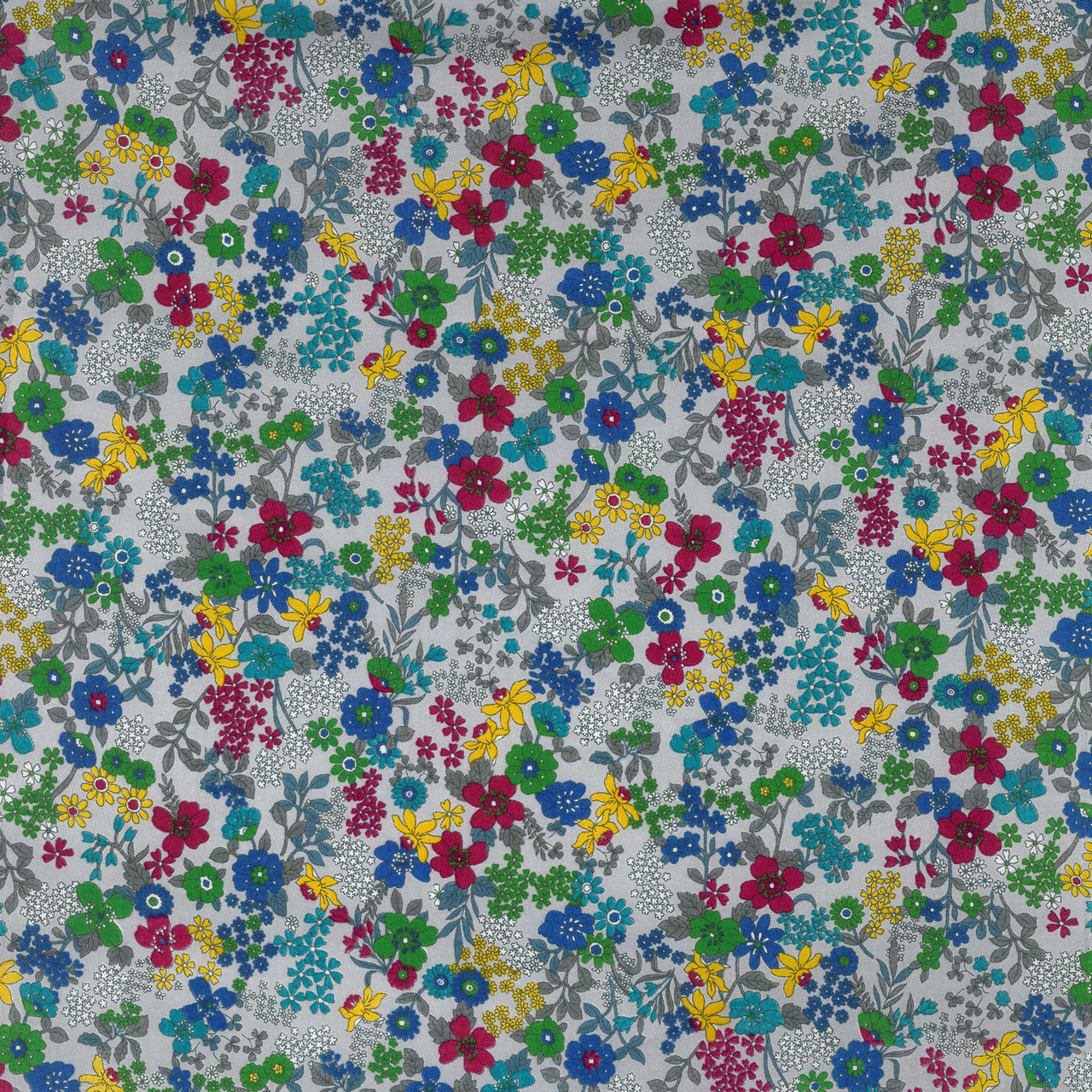 Kokka - Grey Floral Cotton Lawn