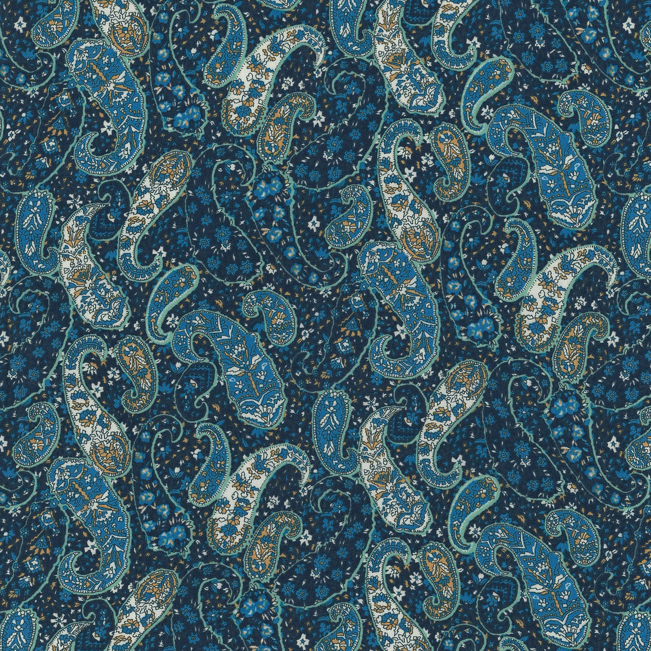 Kokka - Blue Paisley Cotton Lawn