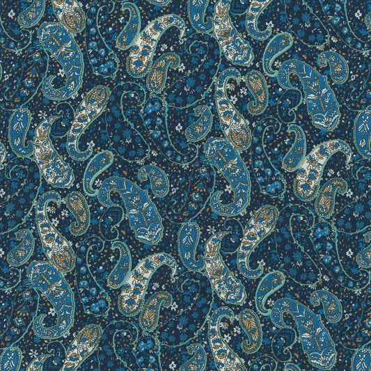 Kokka - Blue Paisley Cotton Lawn