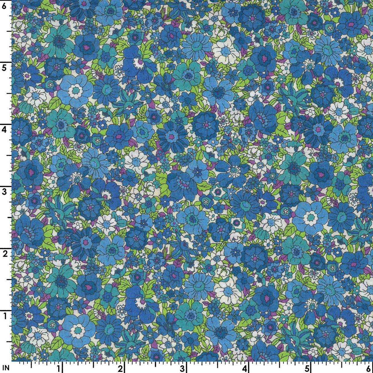 Kokka - Blue Floral Cotton Lawn