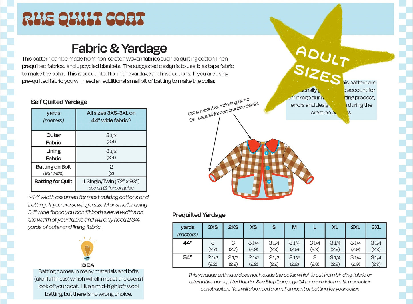 Confident Beginner: Rue Quilt Coat, Wednesday Evenings (September & October)