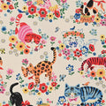Kokka - Powerful Animal Cats Flower Garden Cotton Oxford (Natural)