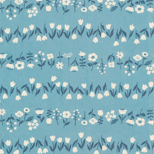 Kokka - Simple Palette Flowers Cotton Oxford (Sax Blue)