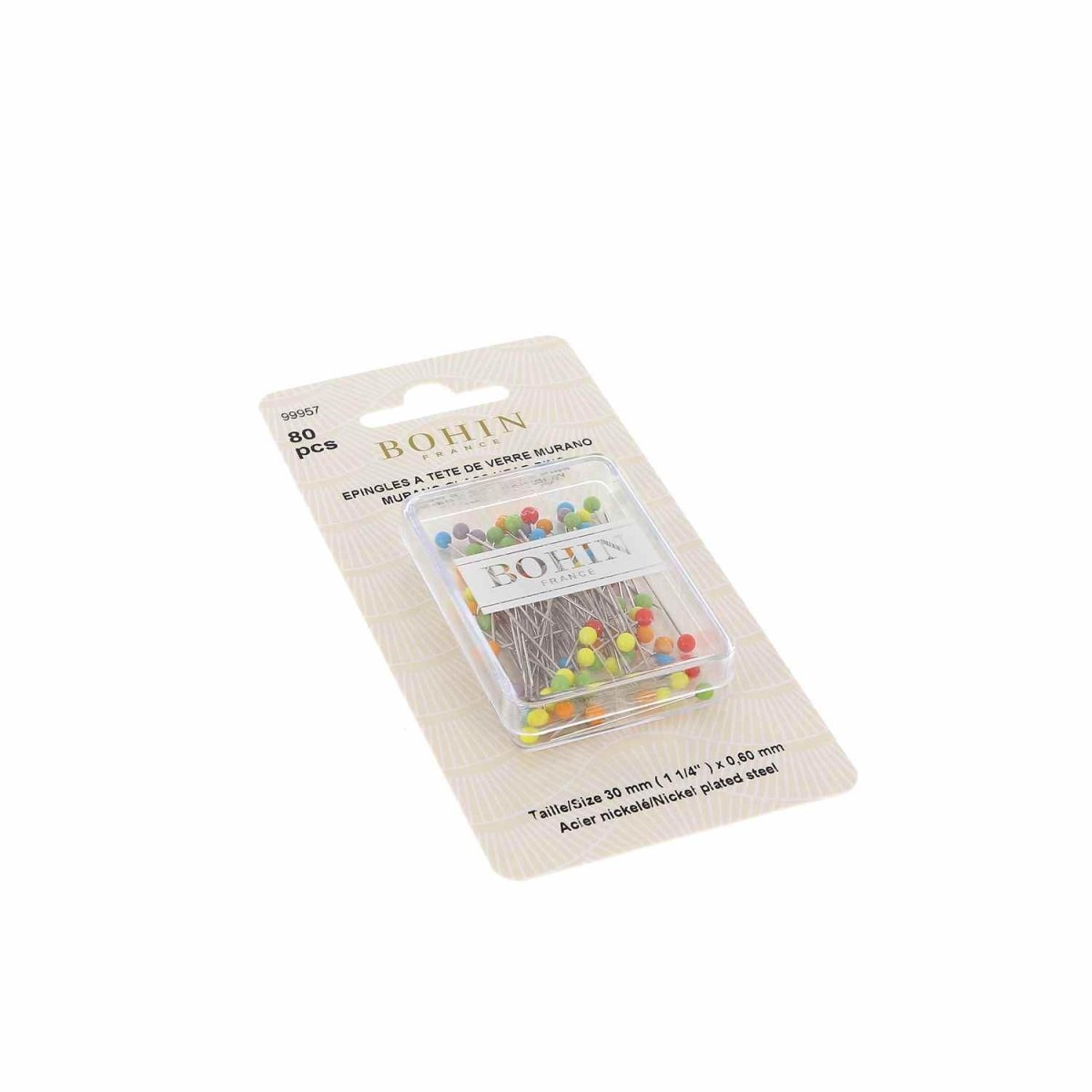 Bohin Glass Head Pins - Set of 80
