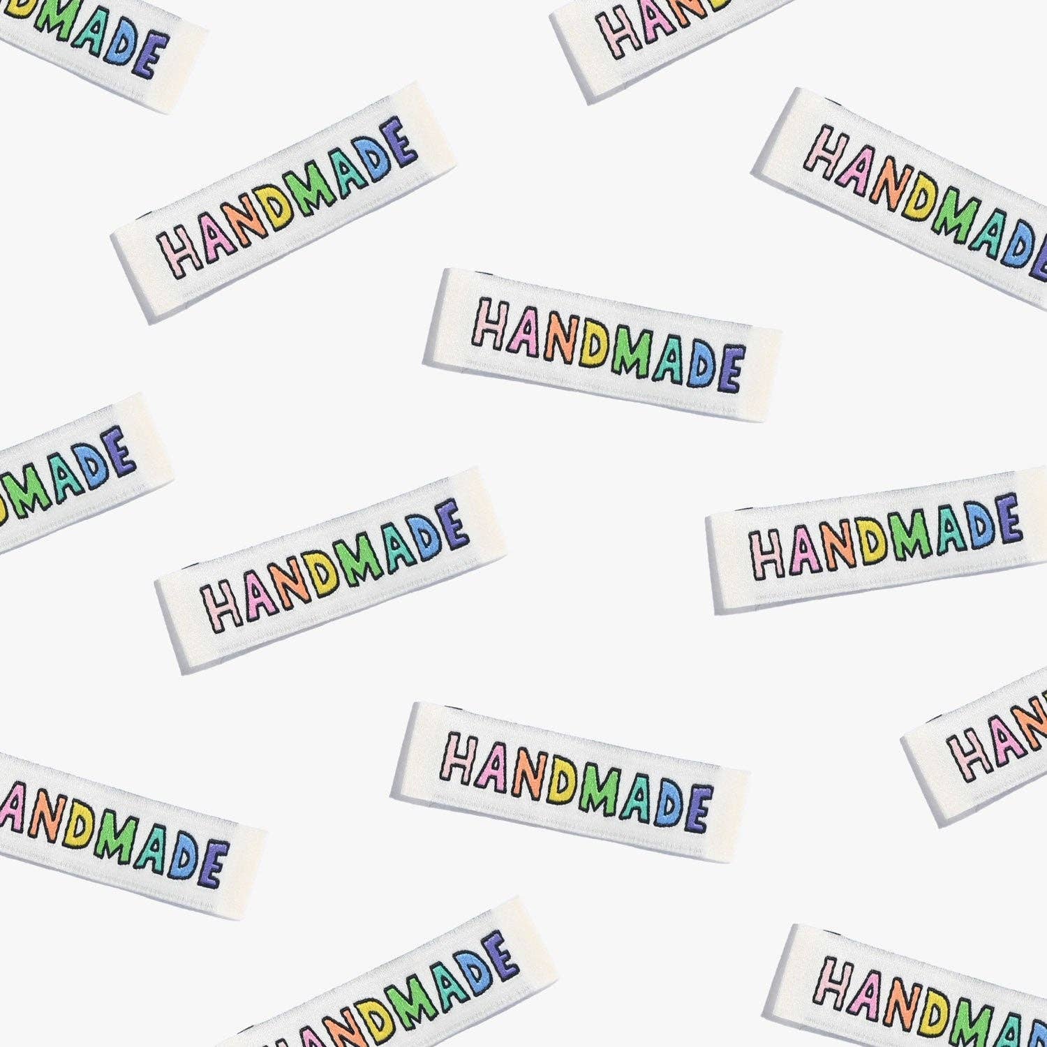 Handmade Rainbow Woven Labels