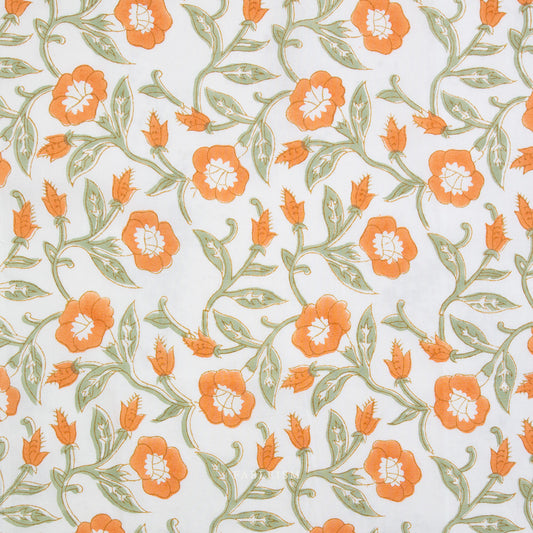 Indian Block Print: Trumpet Vines in Sage