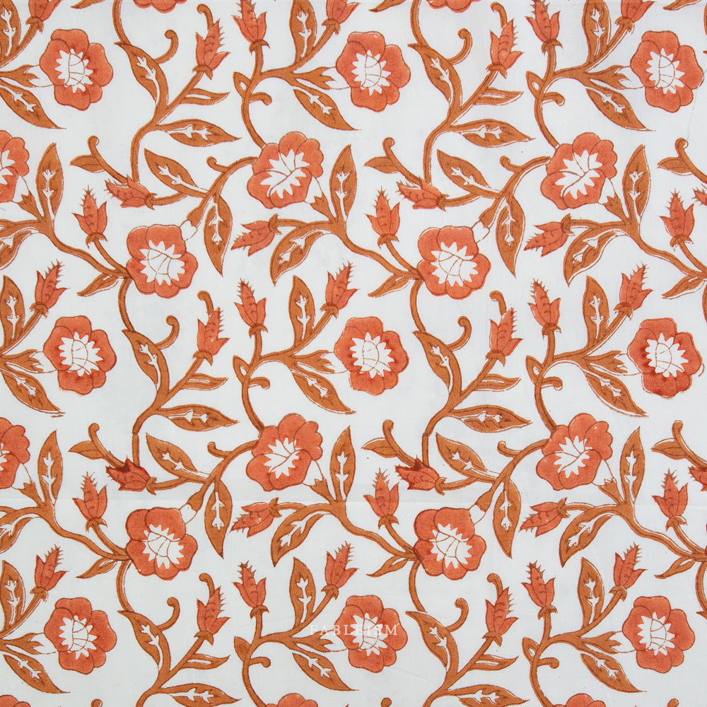 Indian Block Print: Trumpet Vines in Sienna