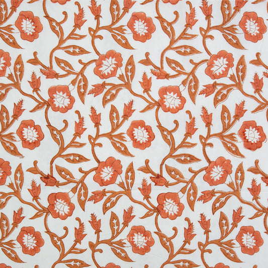 Indian Block Print: Trumpet Vines in Sienna