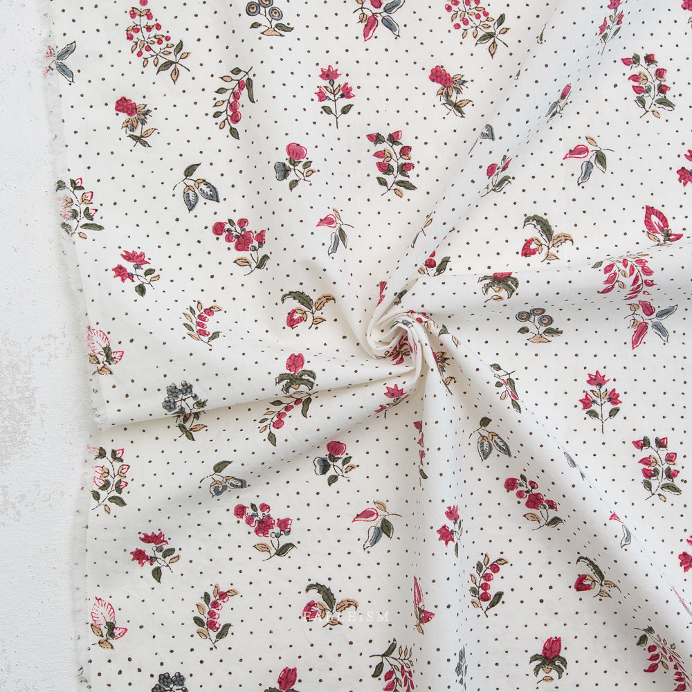 Indian Block Print: Dottie Floral in Cream
