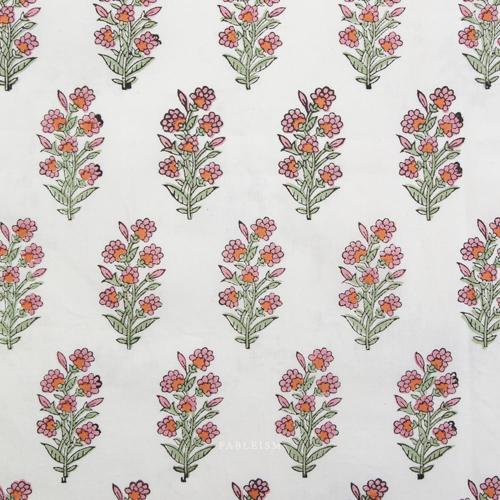 Indian Block Print: Wild Floral in Blushing