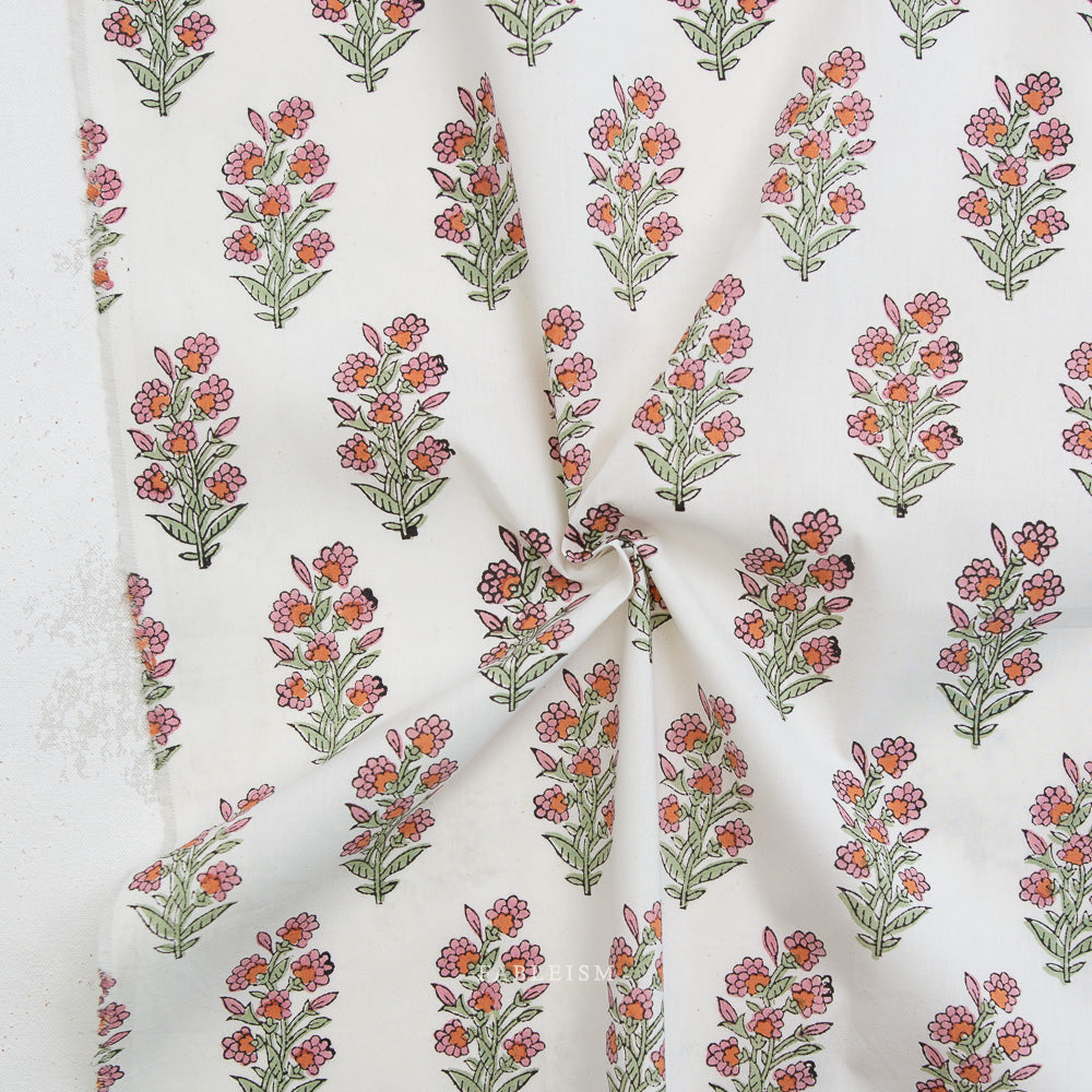 Indian Block Print: Wild Floral in Blushing