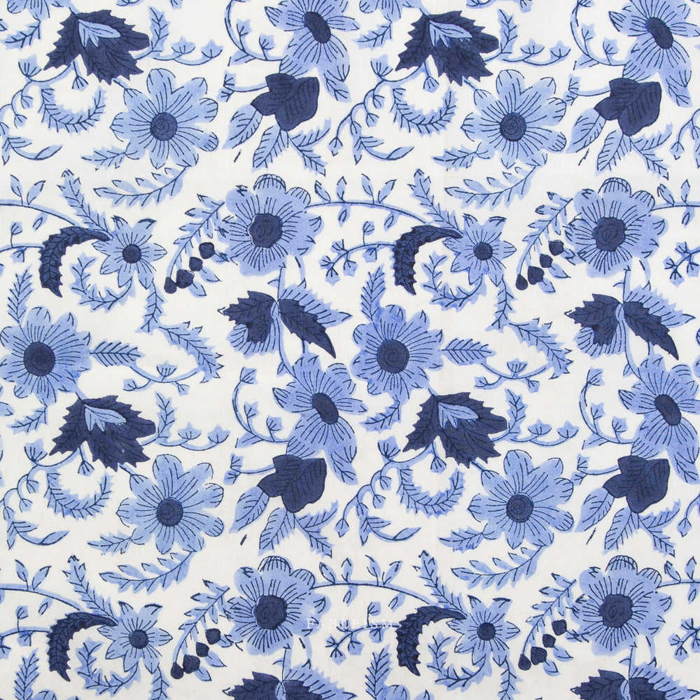Indian Block Print: Country Floral in Blue