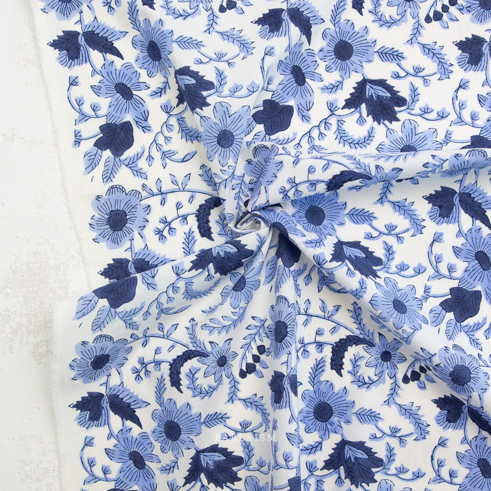 Indian Block Print: Country Floral in Blue