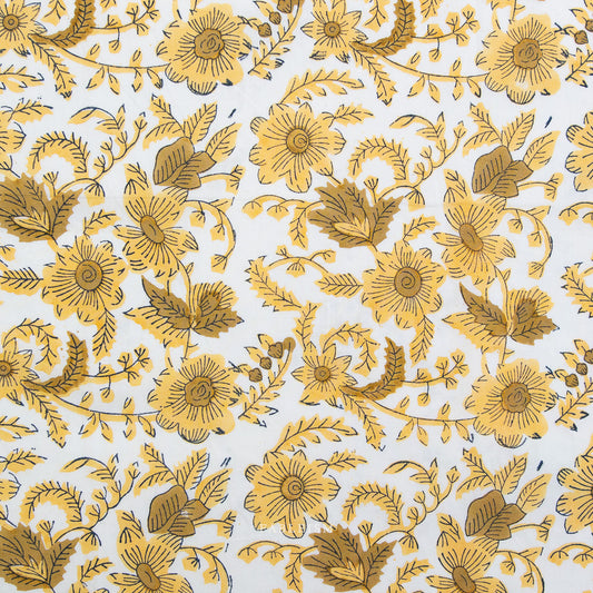 Indian Block Print: Country Floral in Yellow
