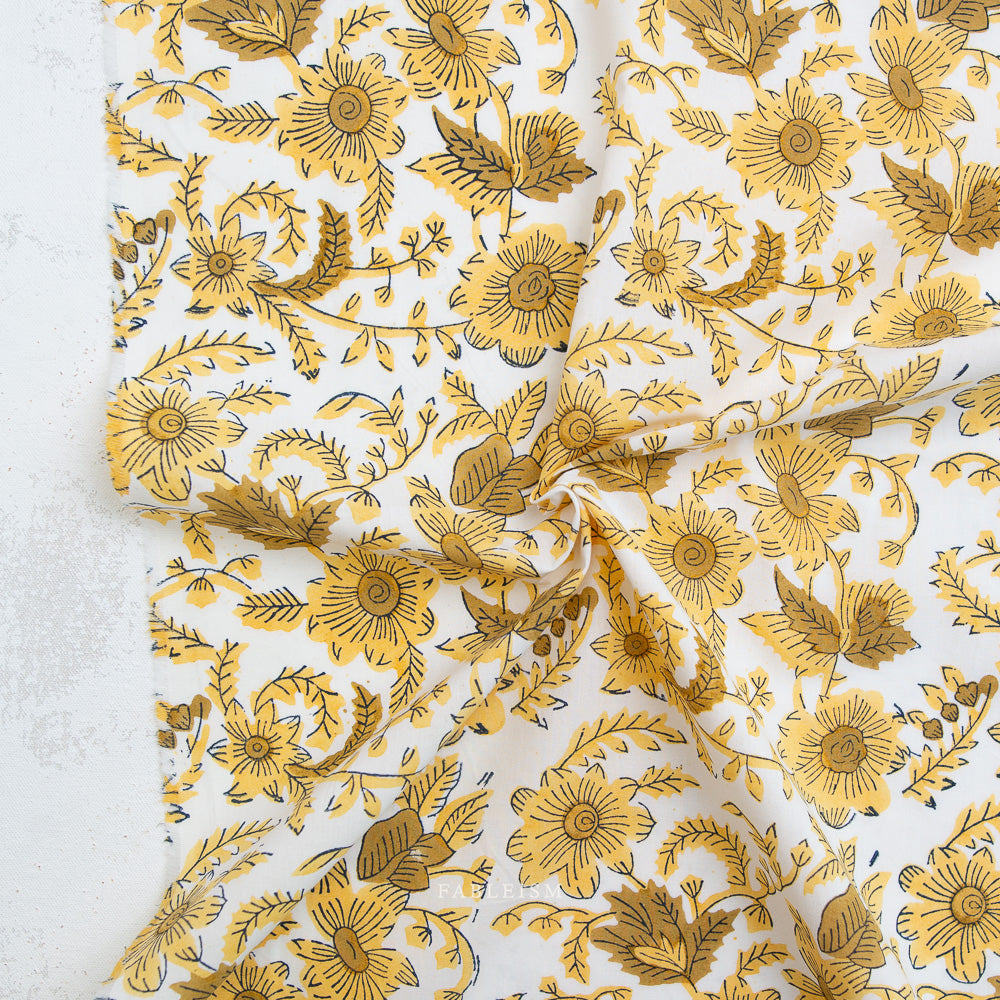 Indian Block Print: Country Floral in Yellow