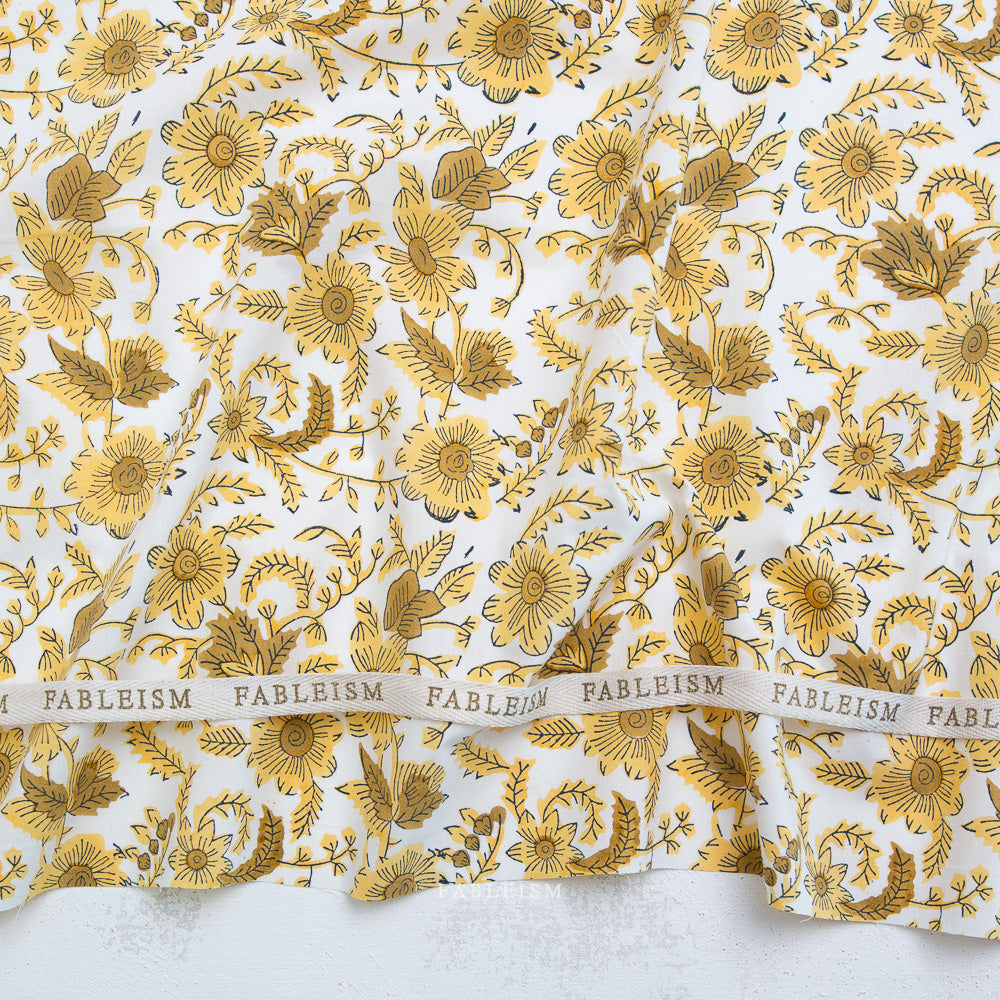 Indian Block Print: Country Floral in Yellow