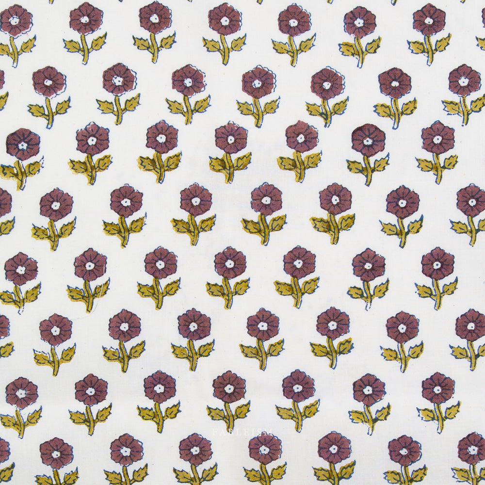 Indian Block Print: Flowerling in Eggplant