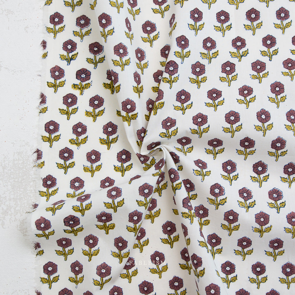 Indian Block Print: Flowerling in Eggplant
