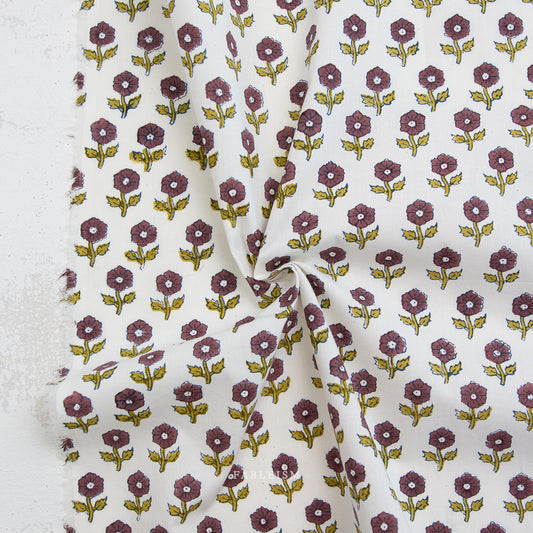 Indian Block Print: Flowerling in Eggplant