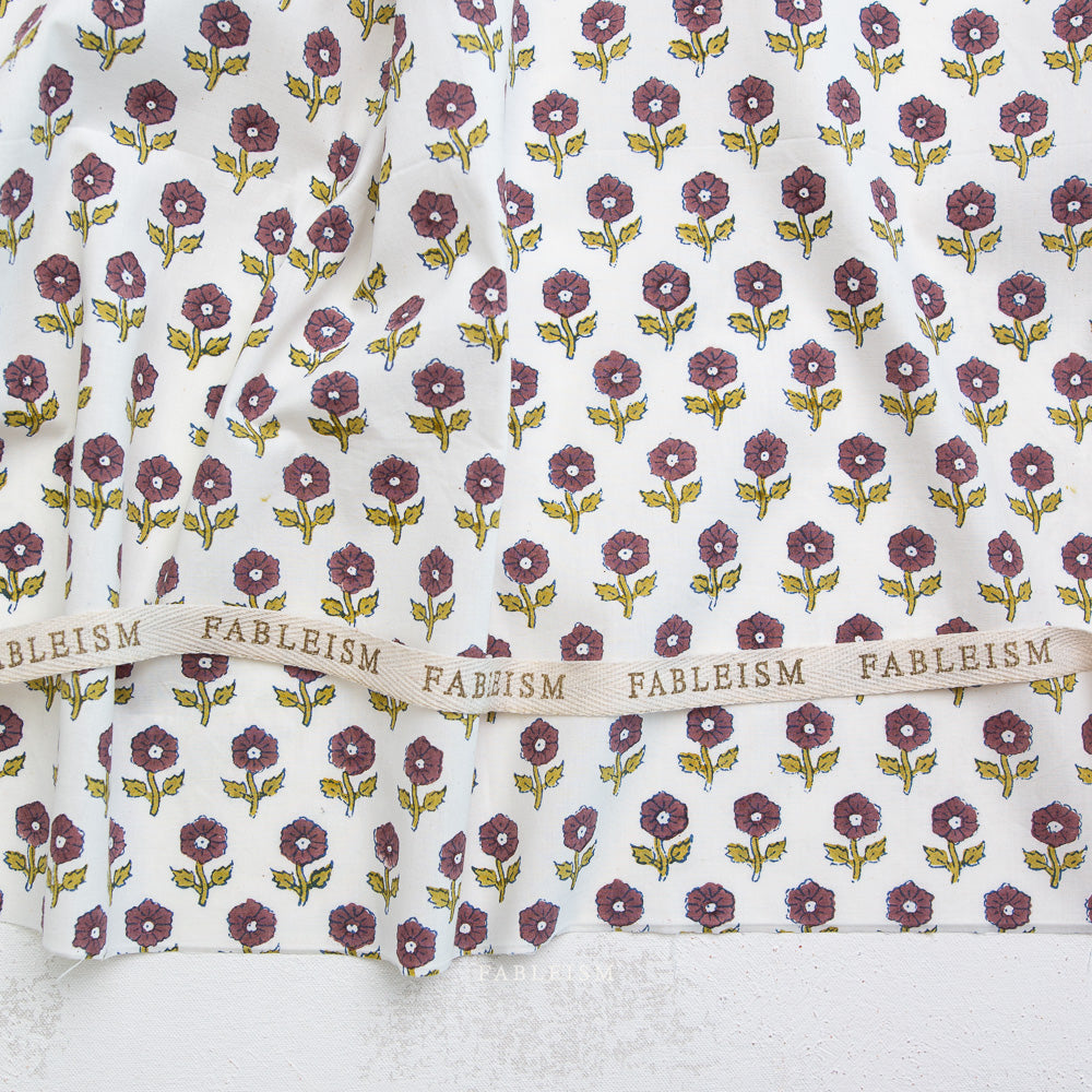 Indian Block Print: Flowerling in Eggplant
