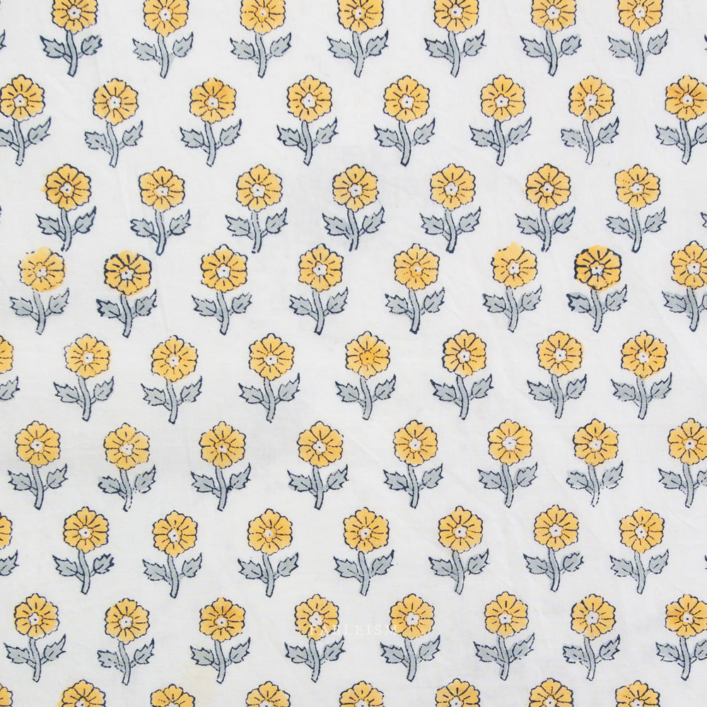 Indian Block Print: Flowerling in Yellow