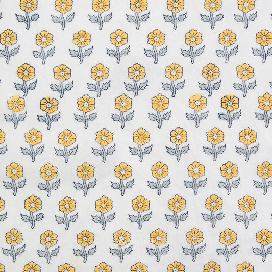 Indian Block Print: Flowerling in Yellow