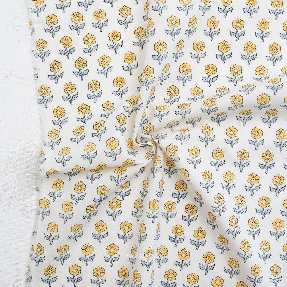 Indian Block Print: Flowerling in Yellow