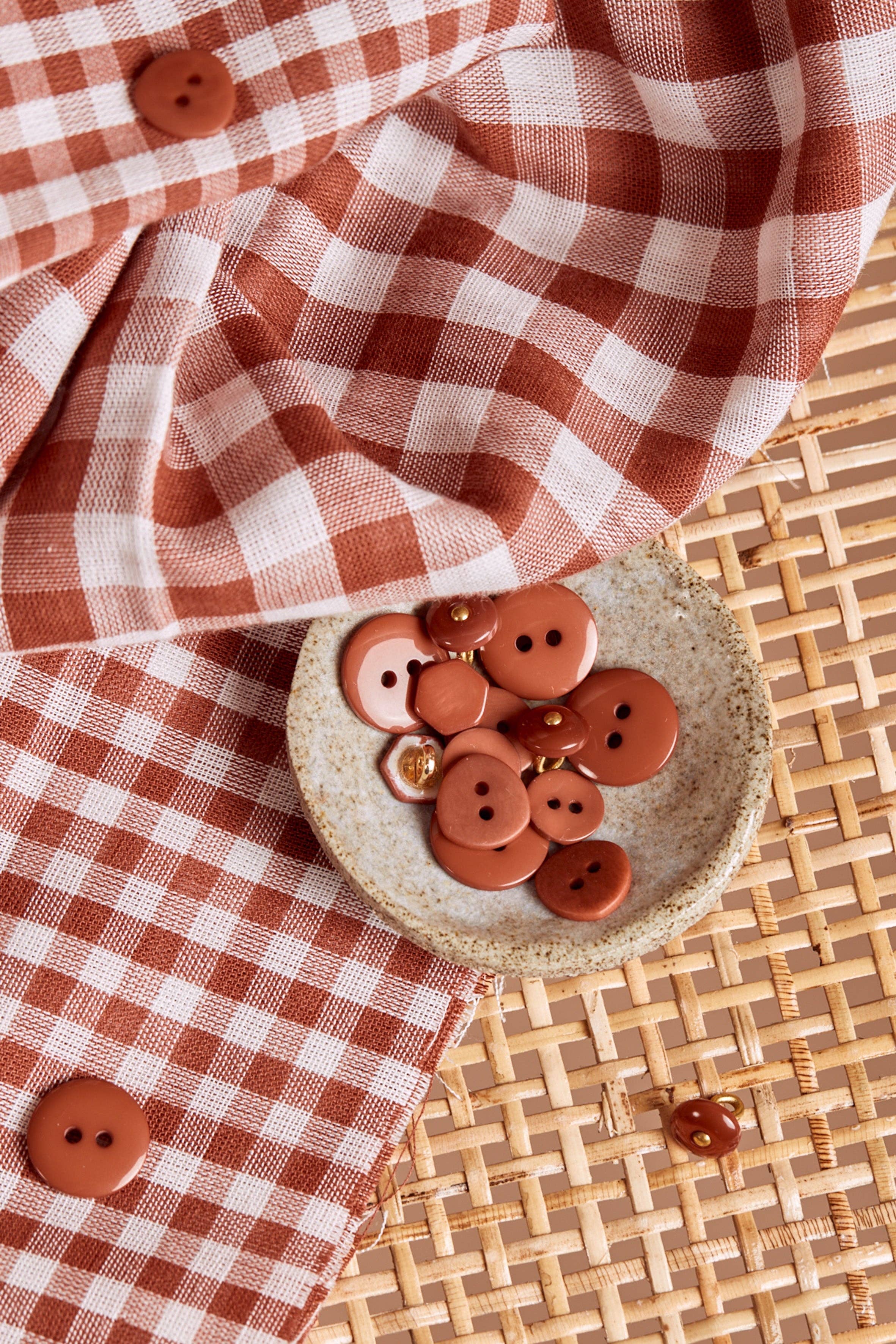 Oeko-Tex Certified Chestnut Gingham Double Gauze