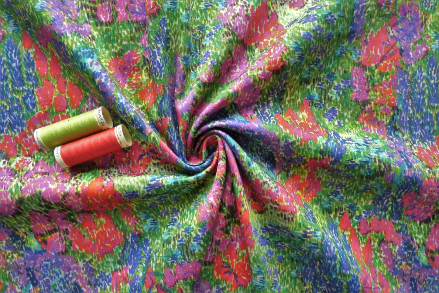 Stretch Cotton Sateen - Colour Sketch Meadow