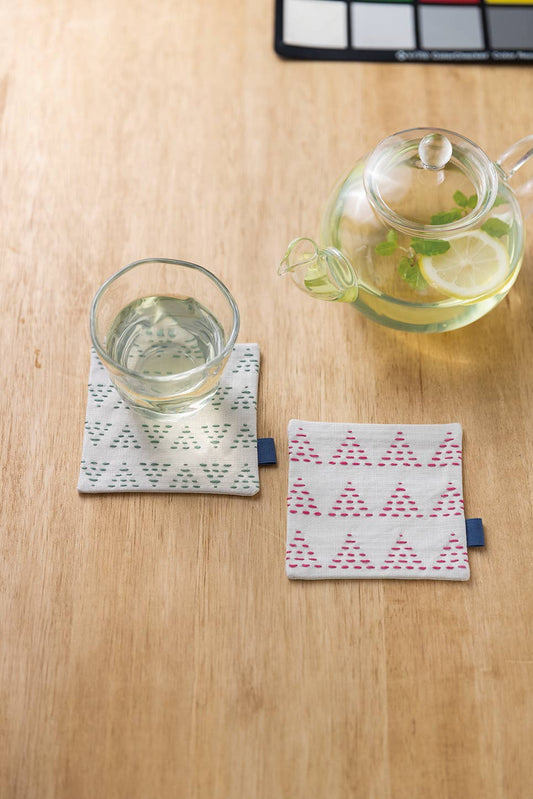 Sashiko Hidamari Pair of Coasters Kit - Pale Gray