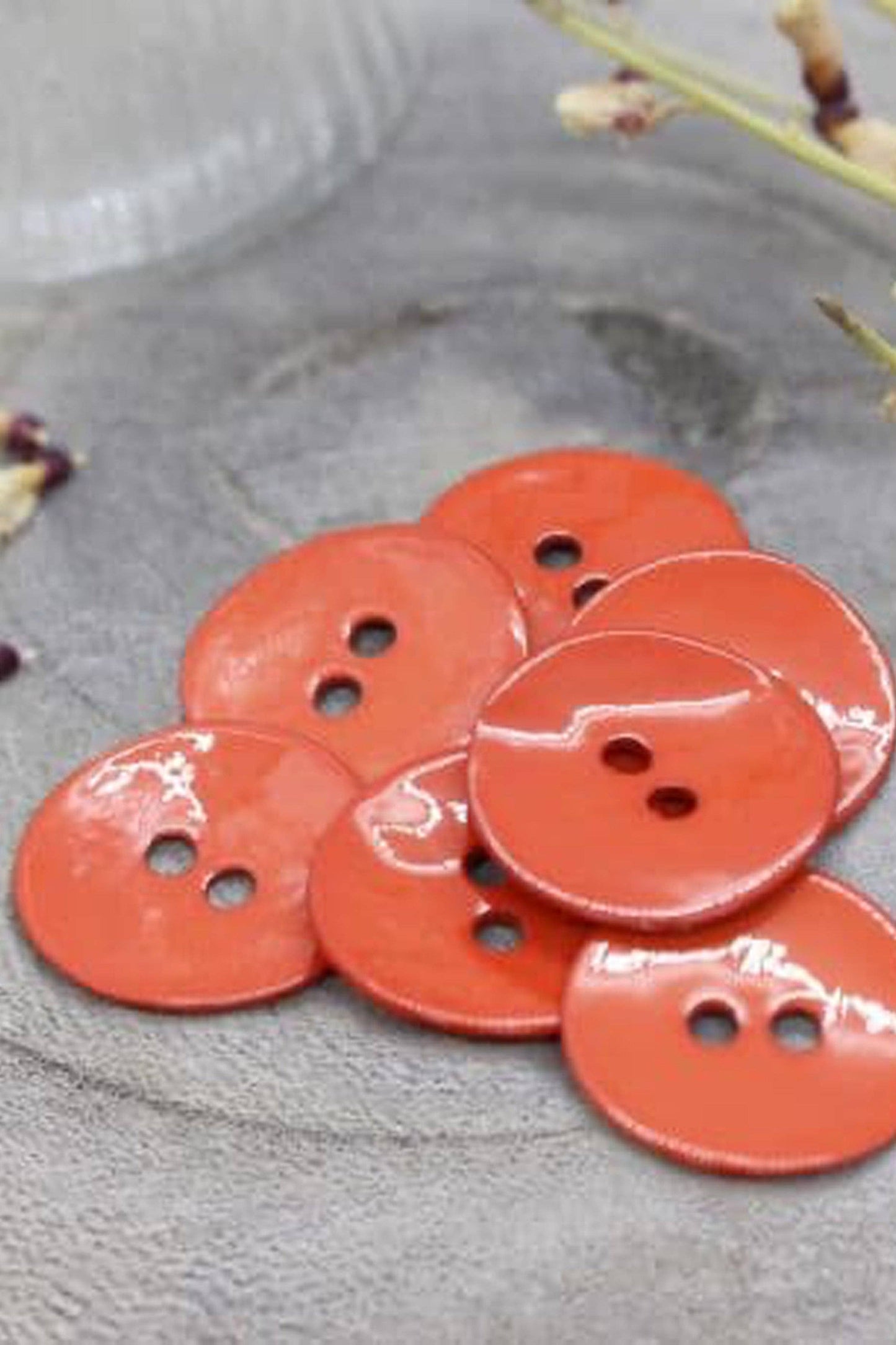 Lacquered buttons - Poppy Tangerine x 50