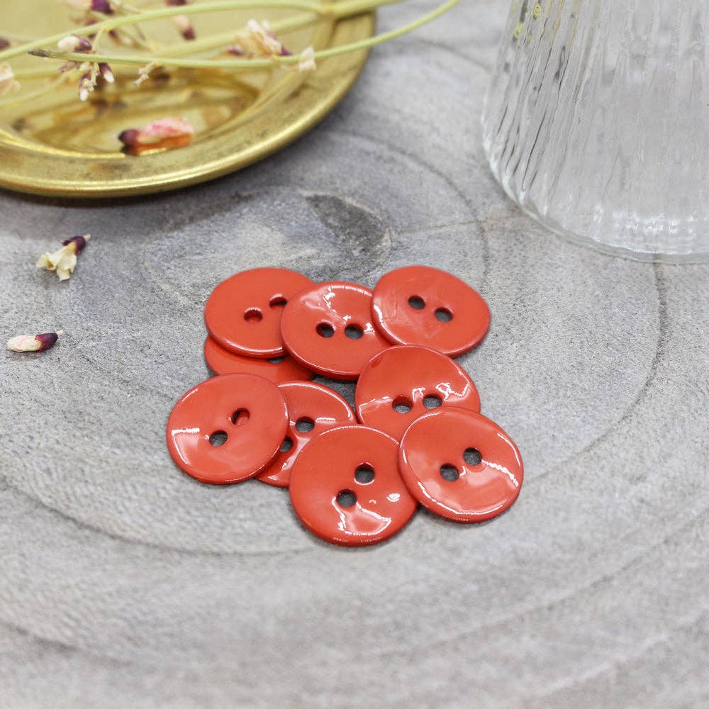 Lacquered buttons - Poppy Tangerine x 50