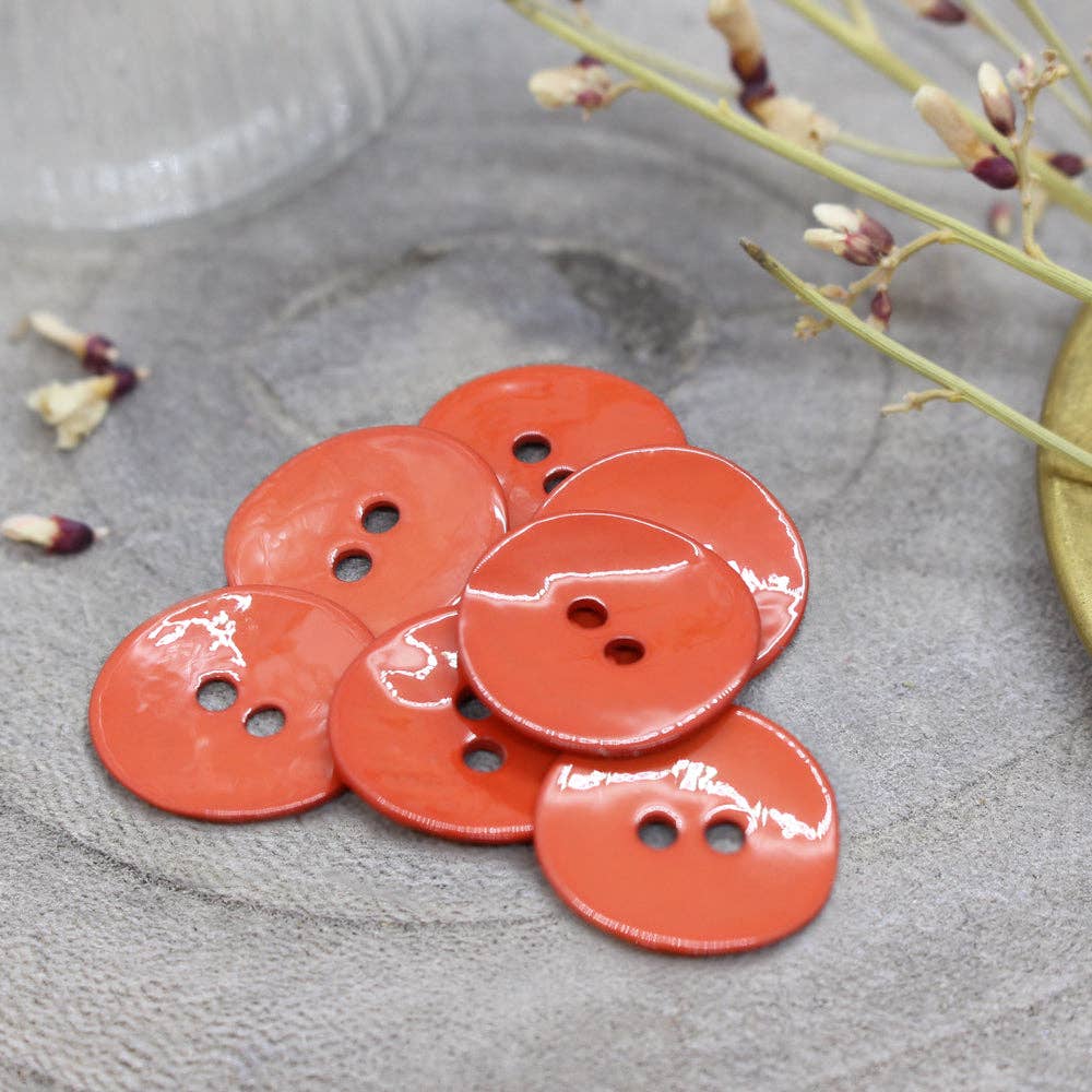 Lacquered buttons - Poppy Tangerine x 50