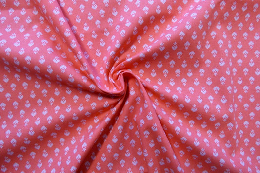 Oeko-Tex Sustainable Stretch Drill - Pink Fleur De Lis