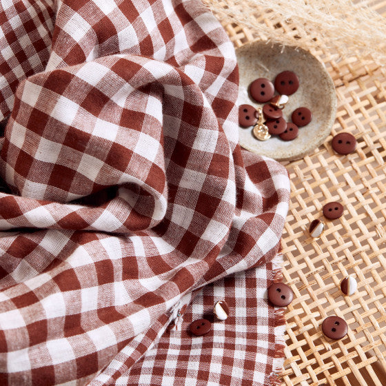 Oeko-Tex Certified Rust Gingham Double Gauze