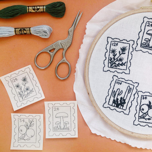 Stick and Stitch Embroidery Patterns - Botanical Stamps