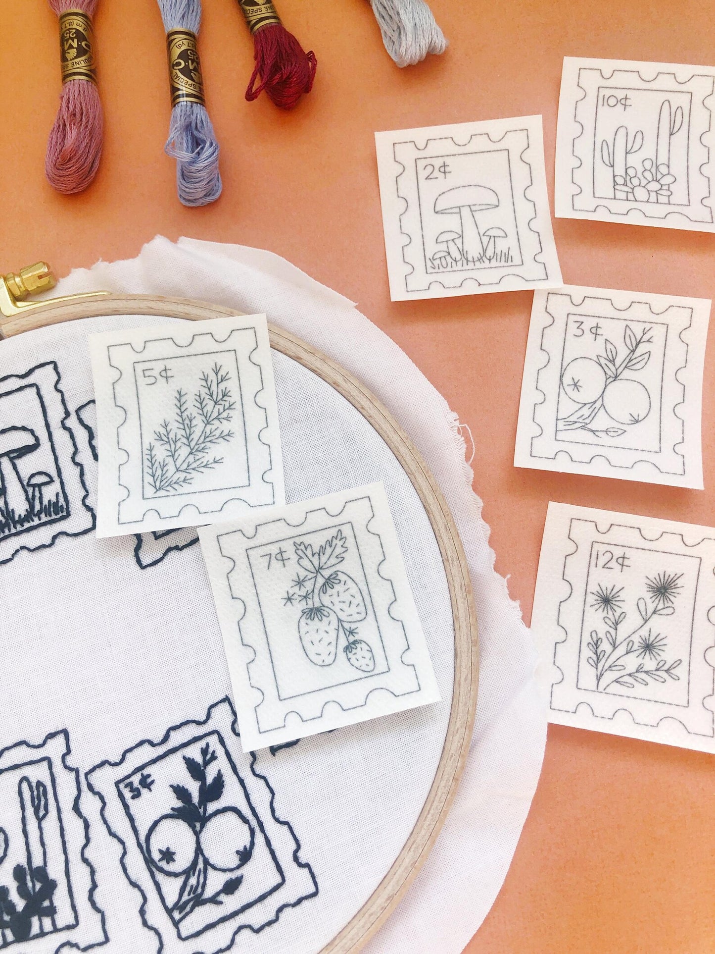 Stick and Stitch Embroidery Patterns - Botanical Stamps
