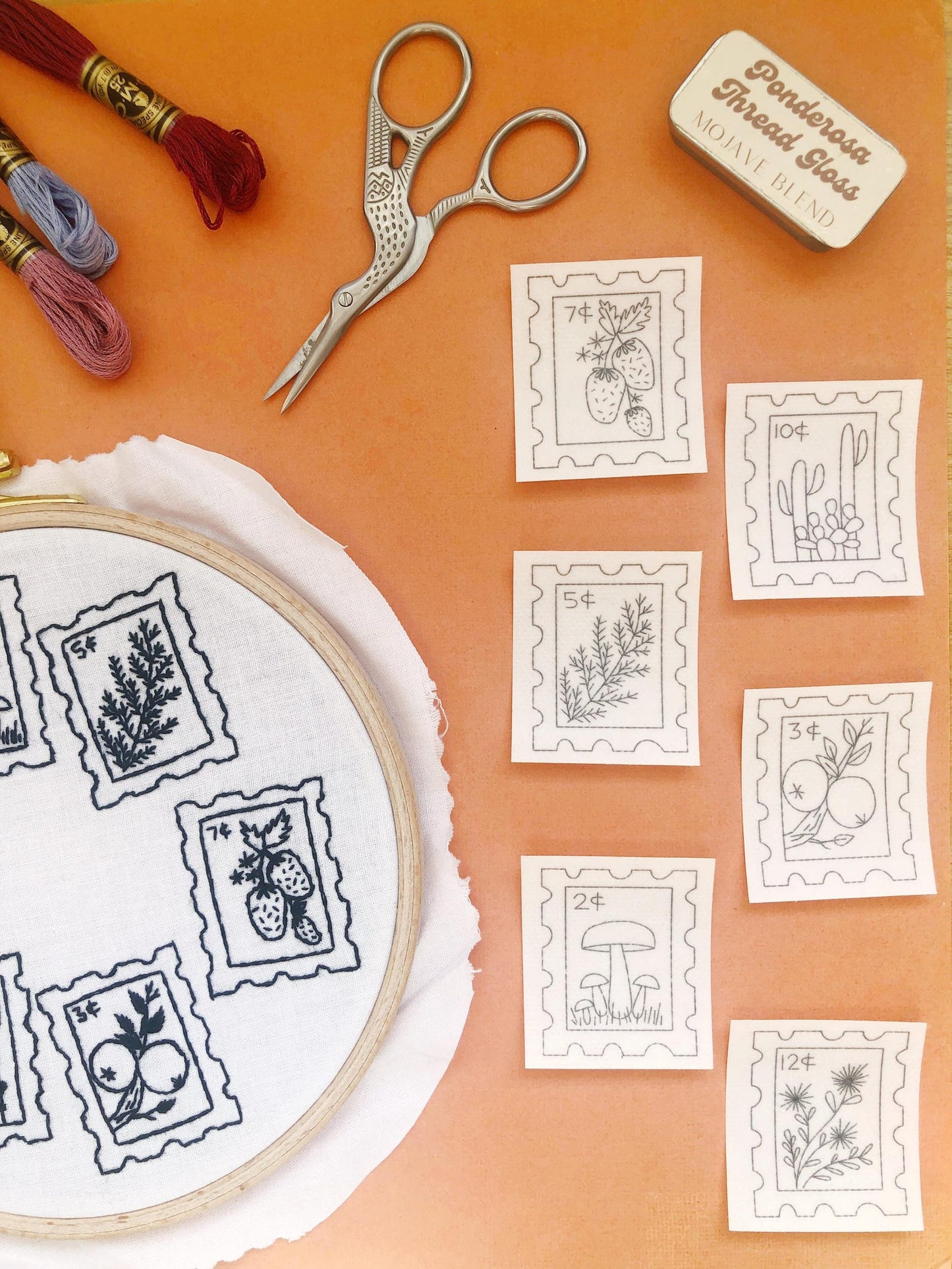 Stick and Stitch Embroidery Patterns - Botanical Stamps