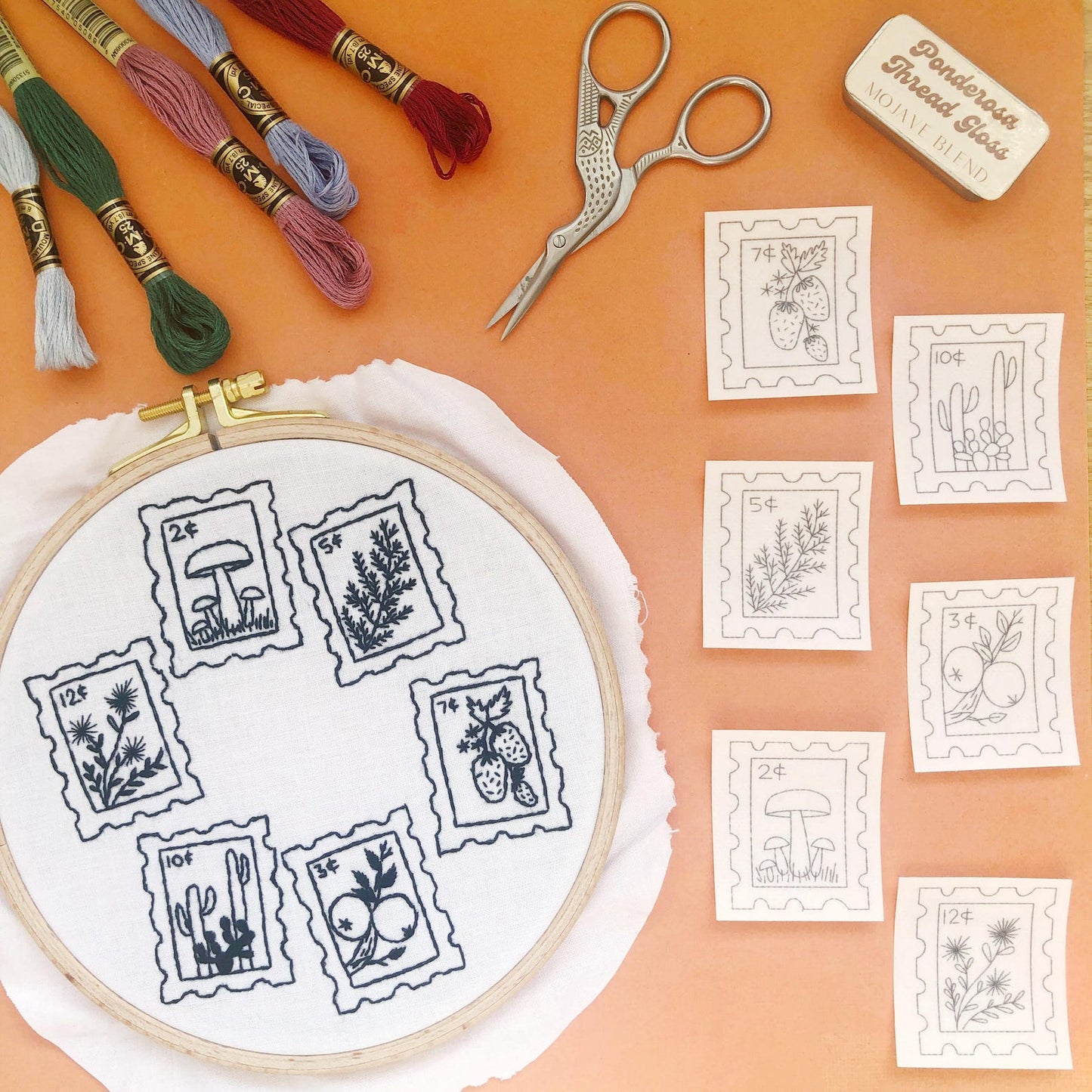 Stick and Stitch Embroidery Patterns - Botanical Stamps