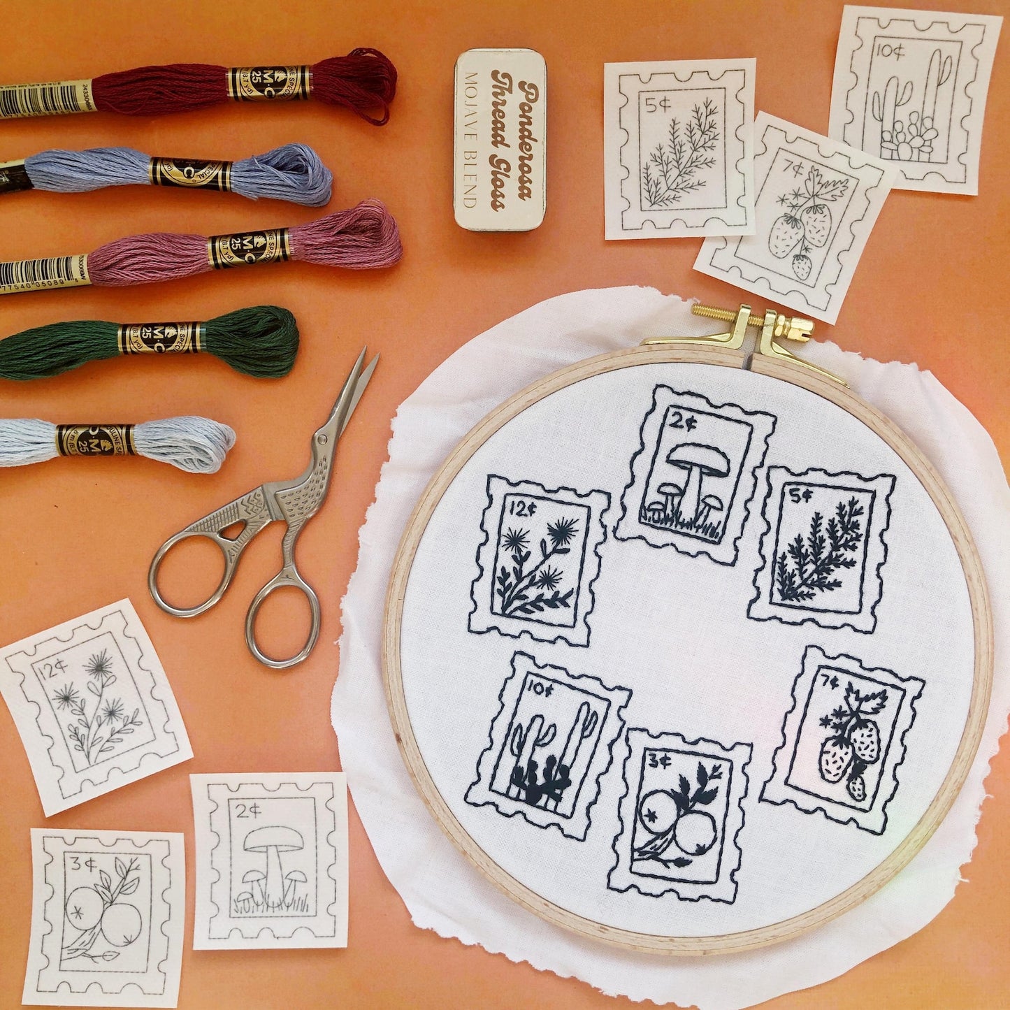Stick and Stitch Embroidery Patterns - Botanical Stamps