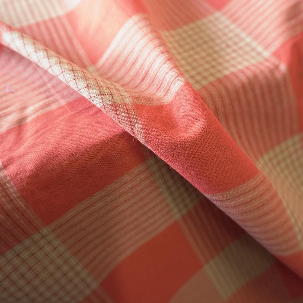 Terracotta & Cream Cotton Linen Check