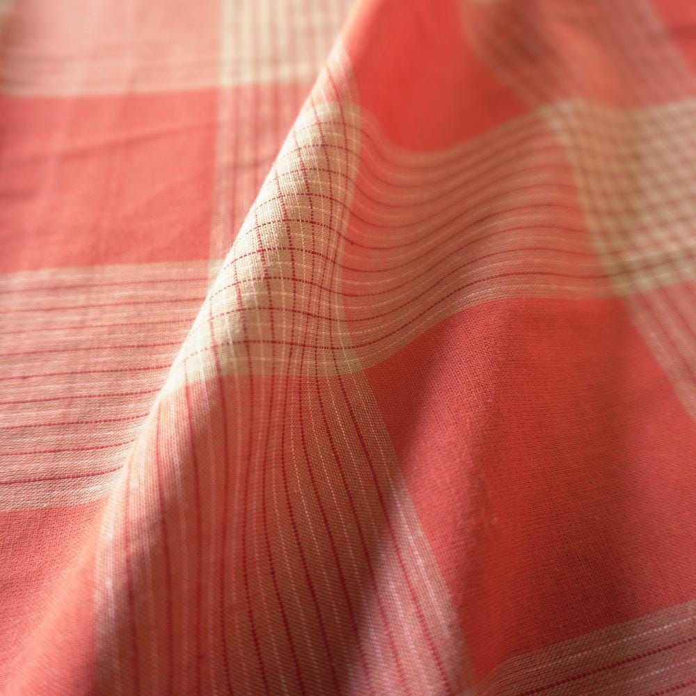 Terracotta & Cream Cotton Linen Check
