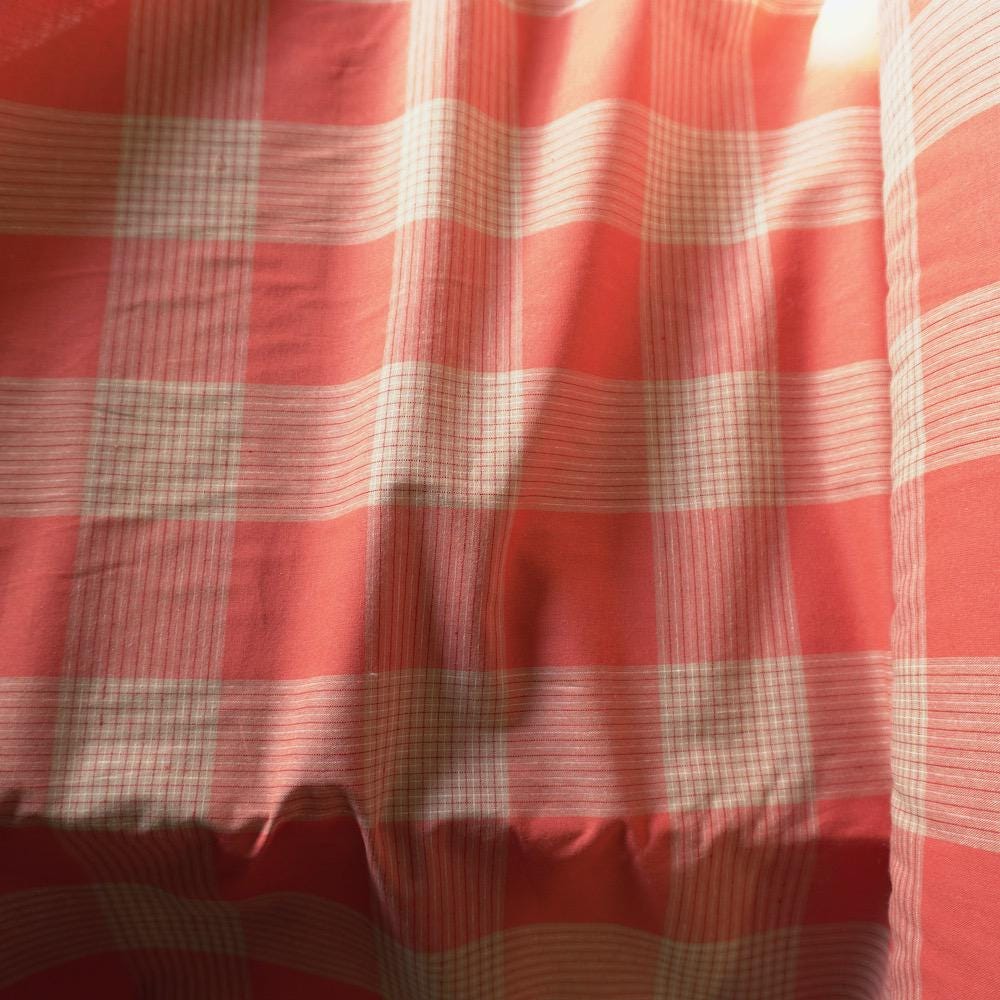 Terracotta & Cream Cotton Linen Check