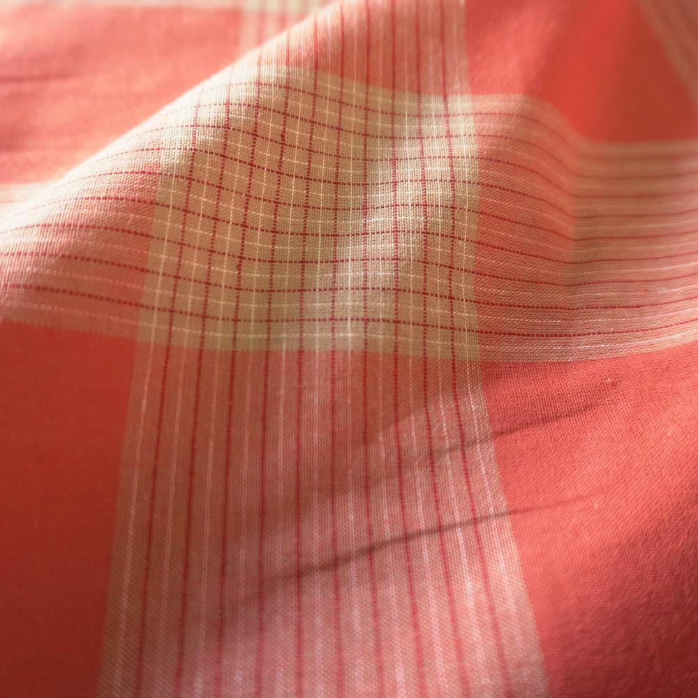 Terracotta & Cream Cotton Linen Check