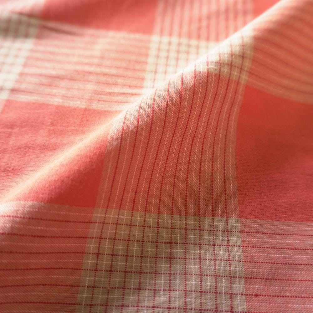 Terracotta & Cream Cotton Linen Check